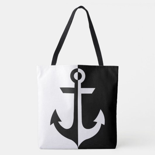 Nautical Black en White Anchor {kies uw kleur} Tote Bag (Voorkant)