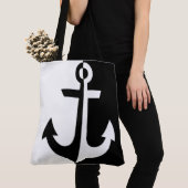 Nautical Black en White Anchor {kies uw kleur} Tote Bag (Dichtbij)