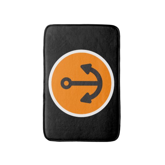 Nautical Black Oranje Anchor Badmat (Voorkant Verticaal)