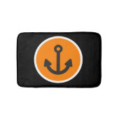 Nautical Black Oranje Anchor Badmat (Voorkant)