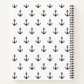 Nautical Black White Anchor Pattern - Gepersonalis Notitieboek (Achterkant)