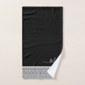 Nautical Black White Elegant monogram initiaal Bad Handdoek (Handdoek)