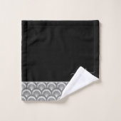 Nautical Black White Elegant monogram initiaal Bad Handdoek (Wasdoekje)