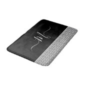 Nautical Black White Elegant monogram initiaal Bat Badmat (Gekanteld)