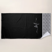Nautical Black White Elegant monogram initiaal Bat Strandlaken (Voorkant)