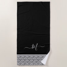 Nautical Black White Elegant monogram initiaal Bat