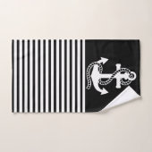 Nautical Black White Stripes and White Anchor Bad Handdoek (Handdoek)