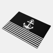 Nautical Black White Stripes and White Anchor Deurmat (Schuin)