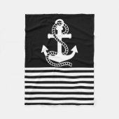 Nautical Black White Stripes and White Anchor Fleece Deken (Voorkant)