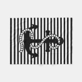Nautical Black White Stripes en Black Anchor Fleece Deken (Voorkant (Horizontaal))