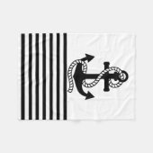 Nautical Black White Stripes en Black Anchor Fleece Deken (Voorkant (Horizontaal))