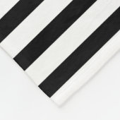 Nautical Black White Stripes en Black Anchor Fleece Deken (Hoek)
