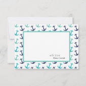 Nautical Blauw Anker Bedankkaart (Achterkant)