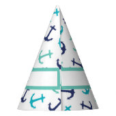 Nautical Blauw Anker Feesthoedjes (Achterkant)
