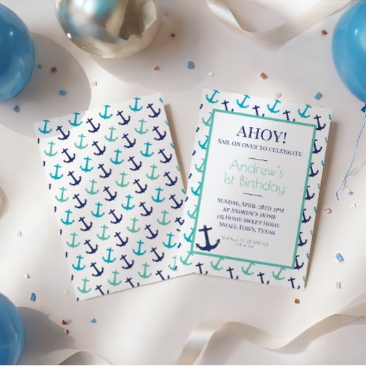 Nautical Blauw Anker Kaart