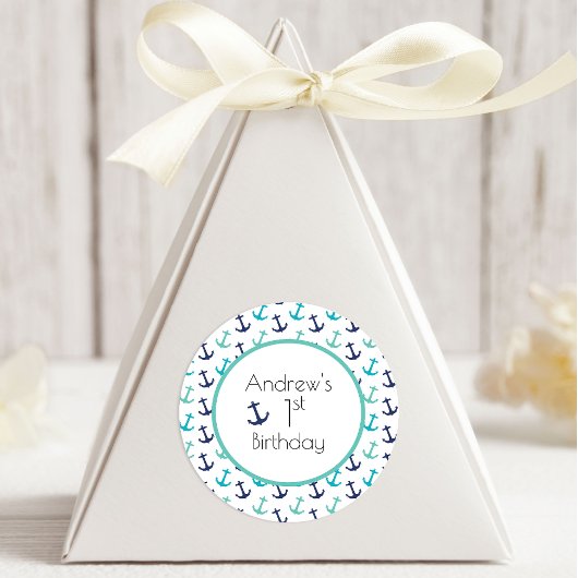 Nautical Blauw Anker Ronde Sticker