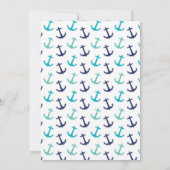 Nautical Blauw Anker Uitnodiging (Achterkant)