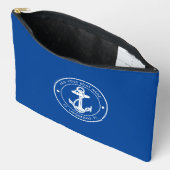 Nautical Blauw Bootanker en Naam Custom Etui (Open)