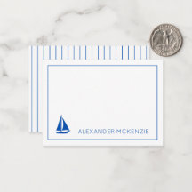 Nautical Blauw en Wit Zeilboot Persoonlijk
