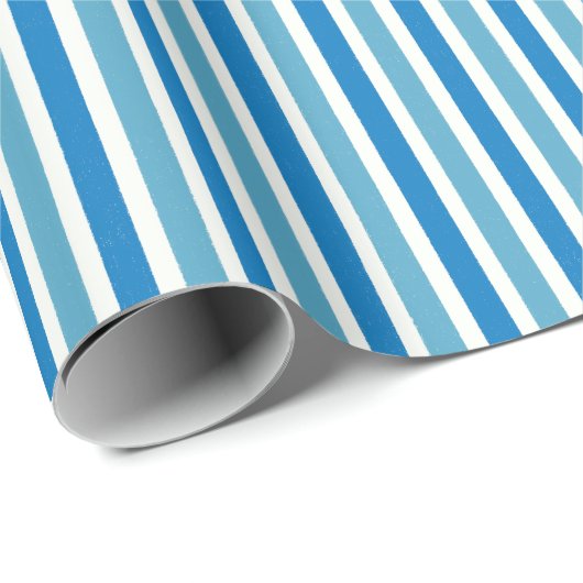 Nautical Blauw Strepenpatroon Cadeaupapier (Rol Hoek)