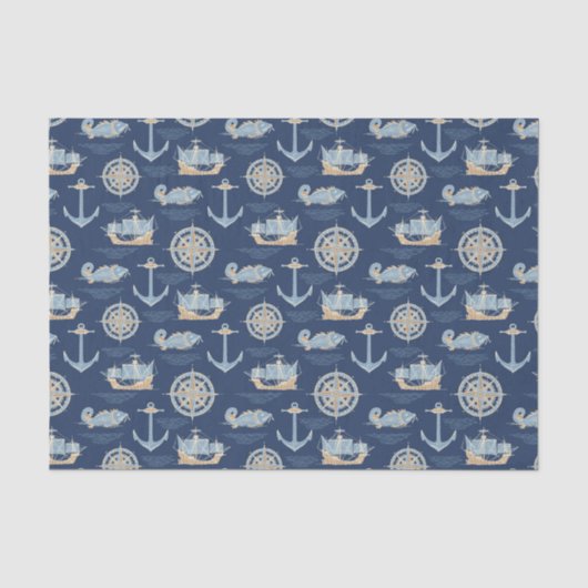 Nautical Blauw Tissuepapier (Voorkant)