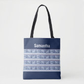 Nautical Blauw Witte Rode Anker Monogram Tas (Voorkant)