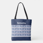 Nautical Blauw Witte Rode Anker Monogram Tas (Achterkant)