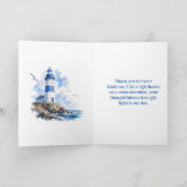 Nautical Blauw Witte Vuurtoren  Bedankkaart (Binnen)