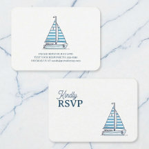 Nautical Blauw Zeilboot Verjaardags RSVP