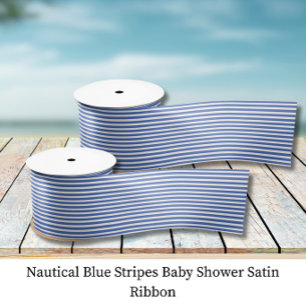 Nautical Blauwe Strepen Baby Shower Satijnen Lint