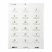 Nautical Blauwgroen Anchor Gold Address Etiket (Full Sheet)