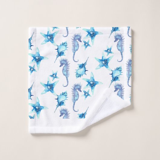 Nautical Blauwgroen Blue Coastal Zee Life Bad Handdoek (Wasdoekje)