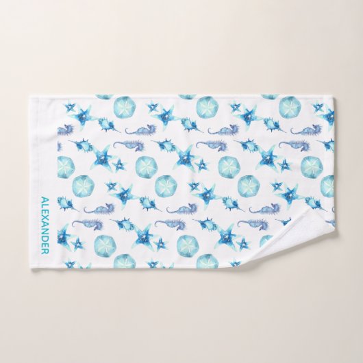 Nautical Blauwgroen Blue Coastal Zee Life Bad Handdoek (Handdoek)