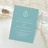 Nautical Blauwgroen Blue Monogram Anchor Wedding Kaart