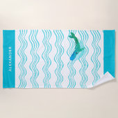 Nautical Blauwgroen Blue Whales and Waves Beach To Strandlaken (Voorkant)