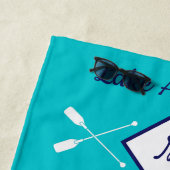 Nautical Blauwgroen Navy Blue White Monogram Lake Strandlaken (In situ)