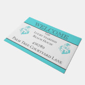 Nautical Blauwgroen Turquoise Anchor strandhuis Deurmat (Schuin)