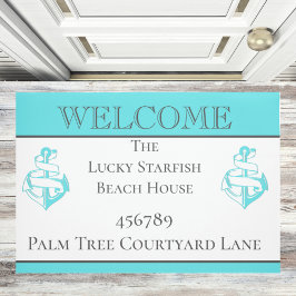 Nautical Blauwgroen Turquoise Anchor strandhuis Deurmat