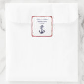 Nautical Blu Anker Red Diag Stripe Envelope Seals Vierkante Sticker (Tas)