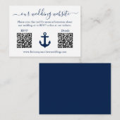 Nautical Blue Anchor 2 QR RSVP Details Weddenschap Informatiekaartje (Voorkant / Achterkant)