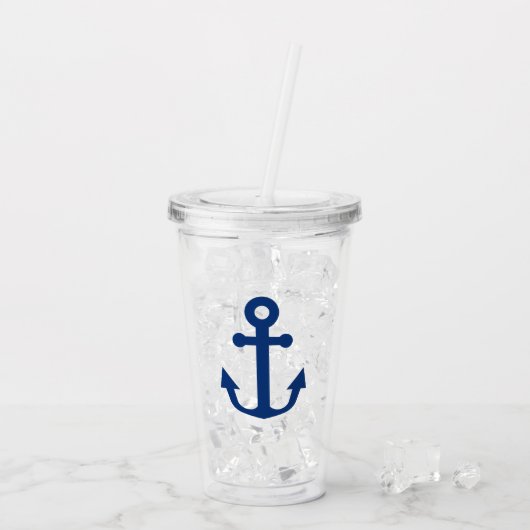 Nautical Blue Anchor Acryl Drinkbeker (Achterkant ijs)