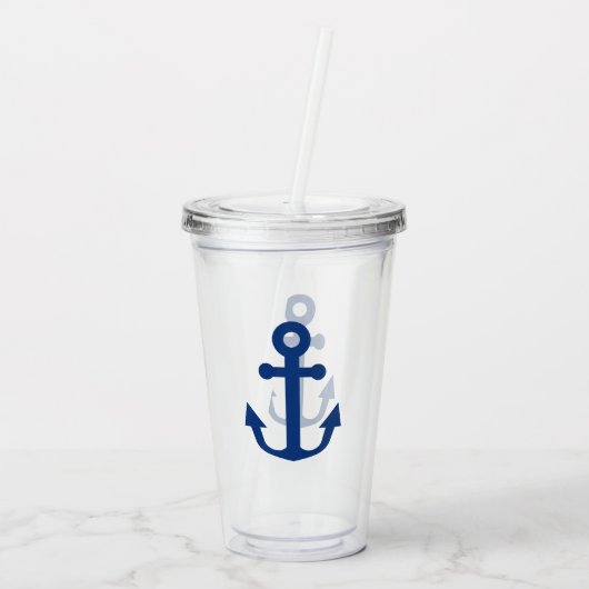 Nautical Blue Anchor Acryl Drinkbeker (Achterkant)