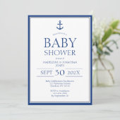 Nautical Blue Anchor Baby shower Kaart (Staand voorkant)