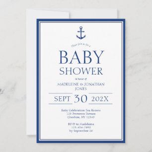 Nautical Blue Anchor Baby shower Kaart
