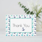 Nautical Blue Anchor Bedankkaart (Staand voorkant)
