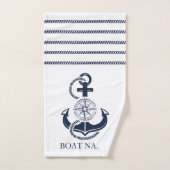 Nautical Blue Anchor Boat Name Bad Handdoek (Handdoek)