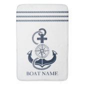 Nautical Blue Anchor Boat Name Badmat (Voorkant Verticaal)