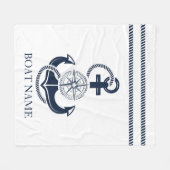 Nautical Blue Anchor Boat Name Fleece Deken (Voorkant (Horizontaal))