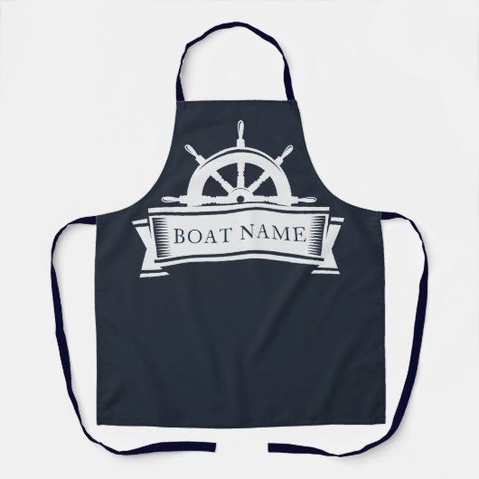 Nautical Blue Anchor Boat Name Schort (Voorkant)