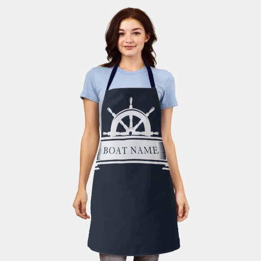 Nautical Blue Anchor Boat Name Schort (Gedragen)